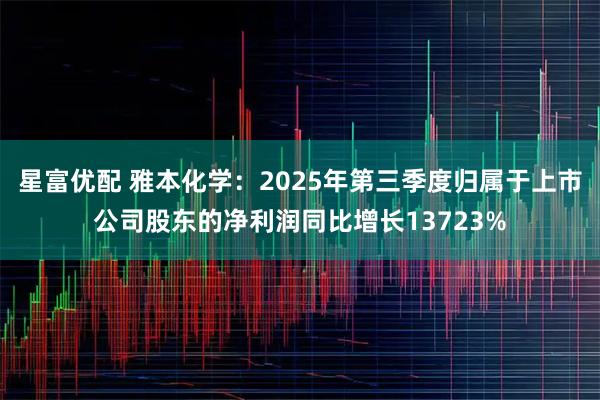 星富优配 雅本化学:2025年第三季度归属于上市公司股东的净利润同比增长13723%